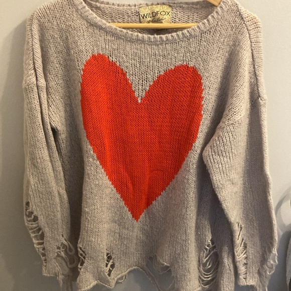 Wildfox Distressed Heart Sweater - Picture 2 of 5